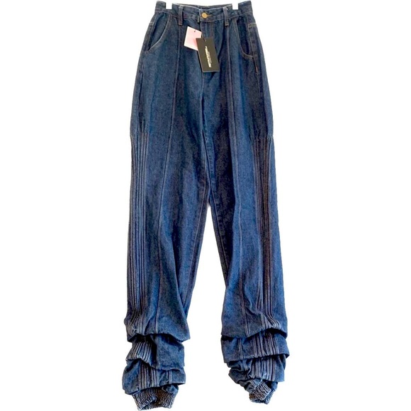 Pretty Little Thing Women’s Jeans High Rise Straight Leg Elasticated Hem Sz 2 - Picture 3 of 16